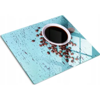 Obraz Ozdobná skleněná kuchyňská deska na krájení s grafikou Káva černá 60x52 cm