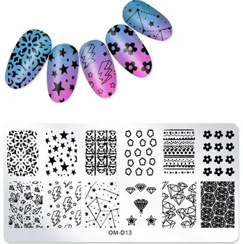 Přípravek na nehty Šablona / Destička na nehty pro zdobení nehtů - vzor OM-D13