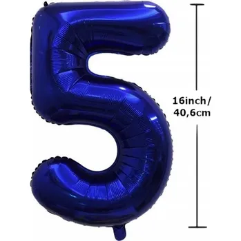 Balónek Fóliový balónek ČÍSLICE 5 Narozeniny Oslava Párty 16 palců Tmavě modrý