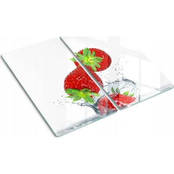 Obraz Sada dvou skleněných kuchyňských desek Padající jahody 2x30x52 cm