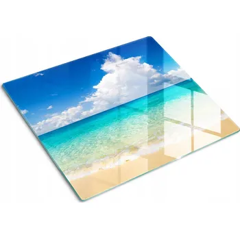 Obraz Odolná a stylová kuchyňská skleněná deska s motivem Rajská pláž 60x52 cm