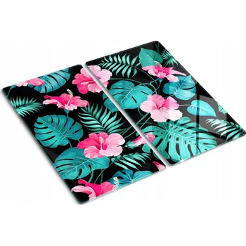 Obraz Skleněné kuchyňské desky na krájení s grafikou Tropické květiny 2x30x52 cm