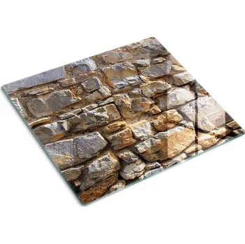 Kuchyňské prkénko Skleněná kuchyňská deska na krájení s ozdobnou grafikou Kamenná zeď 60x52 cm