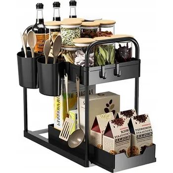 Úložný box ORGANIZÉR DVOUÚROVŇOVÝ VÝSUVNÝ KOŠ POLICE POD DŘEZ