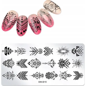 Přípravek na nehty Šablona / Destička na nehty pro zdobení nehtů - Vzor OM-D15
