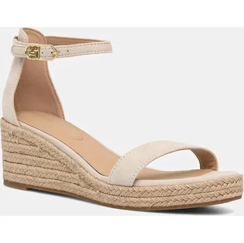 Dámské sandále Semišové sandály Tommy Hilfiger SUEDE ANKLE MID WEDGE ESPADRILLE béžová barva, FW0FW08479 01X, EUR 39