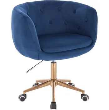 LuxuryForm DESIGN Kosmetické křeslo MONTANA VELUR na zlaté podstavě s kolečky - modré