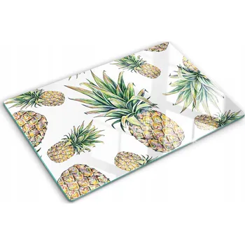 Obraz Kuchyňská Deska Tvrzené Sklo Servírovací s Grafikou Ananas 80x52 cm