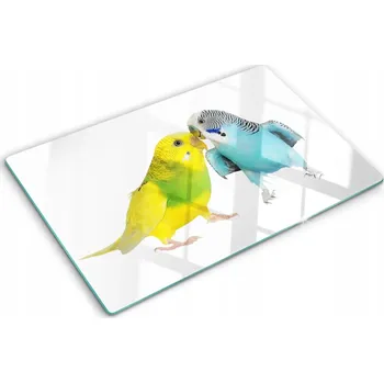 Obraz Skleněná kuchyňská deska z tvrzeného skla s dekorativním motivem andulek, 80x52 cm