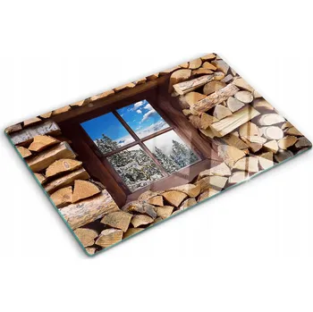 Obraz Dekorativní kuchyňská deska z Tvrzené Sklo na krájení Zimní okno 80x52 cm