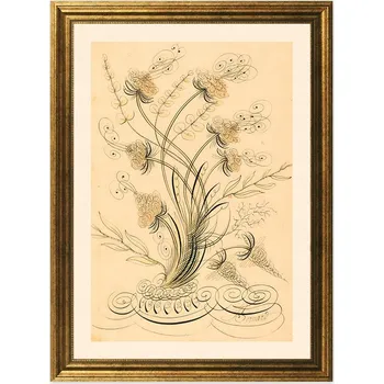 Obraz Plakát Kaligrafické Květiny v rámu 58,4 x 78,4 cm