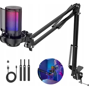 Mikrofon USB MIKROFON S RGB PODSVÍCENÍM, DRŽÁKEM A 3* SUCHÝMI ZIPY