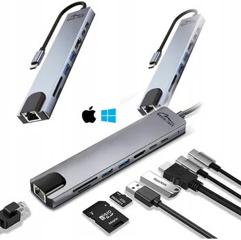 Dokovací stanice HUB USB-C 5 v 1, stříbrná