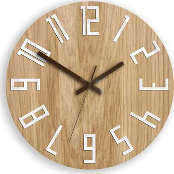 Hodiny Nástěnné hodiny DŘEVĚNÉ SLIM BÍLÉ & HNĚDÉ