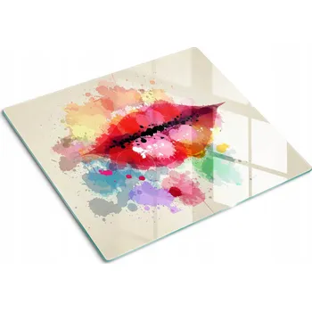 Obraz Odolná a stylová kuchyňská skleněná deska s motivem Barevné rty 60x52 cm
