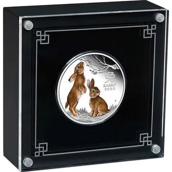 Perth Mint Australian Lunar Series III stříbrná mince 1oz 2023 Year of the Rabbit PROOF barvená v krabičce