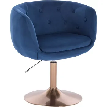 LuxuryForm DESIGN Kosmetické křeslo MONTANA VELUR na zlatém talíři - modré