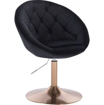 LuxuryForm DESIGN Kosmetické křeslo VERA VELUR na zlatém talíři - černé