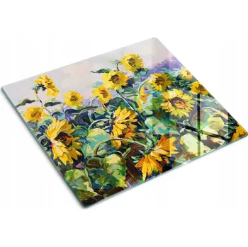 Obraz Víceúčelová dekorativní skleněná deska s potiskem Slunečnice 60x52 cm