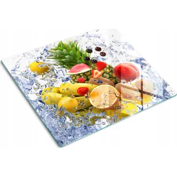 Obraz Odolná a stylová kuchyňská skleněná deska s motivem Ovoce a voda 60x52 cm