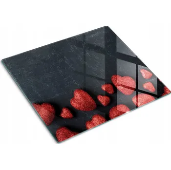 Obraz Odolná a stylová kuchyňská skleněná deska s motivem Tabule Srdcí 60x52 cm