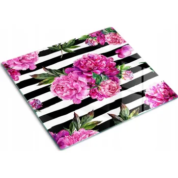 Obraz Víceúčelová dekorativní skleněná deska do kuchyně Růžové pivoňky 60x52 cm