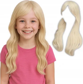 Karnevalová paruka PARUKA BLOND DLOUHÉ VLASY BARBIE S OFINOU KUČERAVÉ PRO DĚTI NA KARNEVALOVÝ BÁL