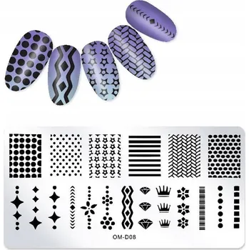 Přípravek na nehty Šablona / Destička na nehty pro zdobení nehtů OM-D08