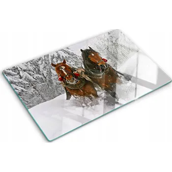 Obraz Stylové a Odolné Skleněné Prkénko s potiskem Jízda na saních 80x52 cm