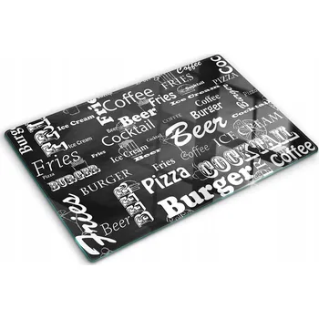 Obraz Ozdobná Skleněná Deska na Krájení a Servírování – Menu Restaurace 80x52 cm