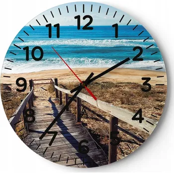 Hodiny Nástěnné hodiny do obýváku 40x40 Krajina Kulatý Skleněné hodiny Loft Tiché