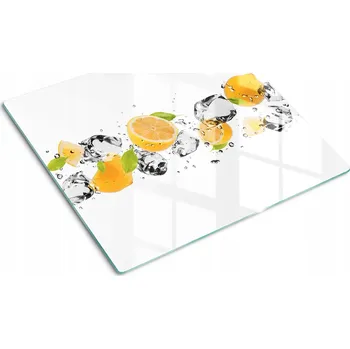 Obraz Skleněné dekorativní prkénko Na Servírování Jednohubek Citron a voda 60x52 cm