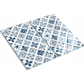 Obraz Skleněné kuchyňské desky z tvrzeného skla s ozdobným motivem květin, 2 kusy 30x52 cm