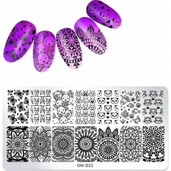 Šablona / Destička na nehty pro zdobení nehtů - Vzor OM-D22