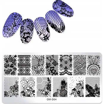 Přípravek na nehty Šablona / Destička na nehty pro zdobení nehtů OM-D04