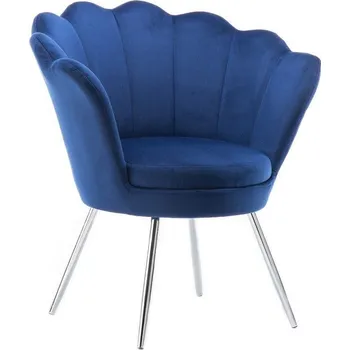 LuxuryForm DESIGN Kosmetické křeslo FREY VELUR se stříbrnými nohami - modré