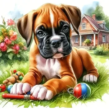 Diamantové malování Diamantové malování - Štěně a hračky