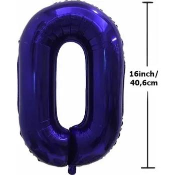 Balónek Fóliový balónek ČÍSLICE 0 Narozeniny Oslava Párty Černý 40 cm (16 palců) Tmavě modrý