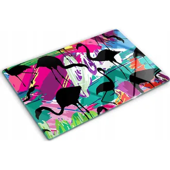 Obraz Multifunkční kuchyňská ozdobná deska z Tvrzené Sklo s motivem Plameňáci, 80x52 cm