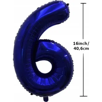 Balónek Fóliový balónek ČÍSLICE 6 Narozeniny Oslava Párty 16 palců Tmavě modrý