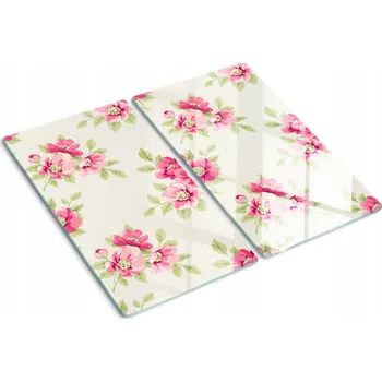 Obraz Skleněné kuchyňské desky z tvrzeného skla s ozdobným motivem květin, 2 kusy 30x52 cm