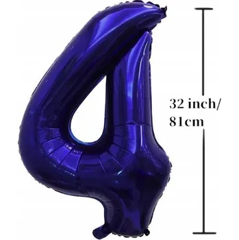 Balónek FÓLIOVÝ BALÓNEK ČÍSLICE 4 NAROZENINY OSLAVA PÁRTY TMAVĚ MODRÝ 81 CM (32 PALCŮ)