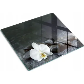 Obraz Skleněná kuchyňská deska na krájení s ozdobnou grafikou Orchidej 60x52 cm