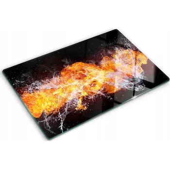 Obraz Odolná a stylová kuchyňská skleněná deska se vzorem Oheň a voda 80x52 cm