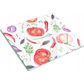 Obraz Multifunkční Dekorační Skleněná Deska Rajčata a koření 60x52 cm