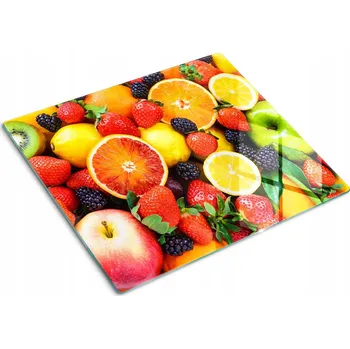 Obraz Tvrzené skleněné kuchyňské prkénko s dekorativní grafikou Barevné ovoce 60x52 cm