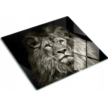 Obraz Ozdobná kuchyňská skleněná deska na krájení s grafikou Lva 60x52 cm