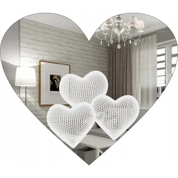 Zrcadlo Dekorativní Akrylové Zrcadlo s gravírováním Srdce | Stříbrné | 256x300 mm