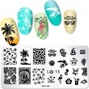 Přípravek na nehty Šablona / Destička na nehty pro zdobení nehtů OMJ-06