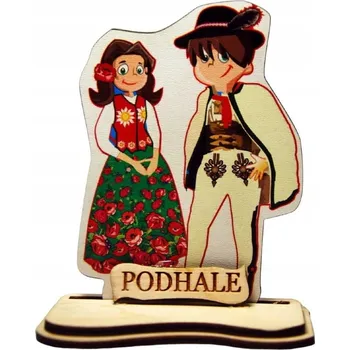Obraz Dřevěný podhalanský pár na podstavci